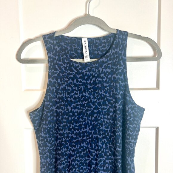 Athleta Navy Blue Santorini Thera Print High Neck Modal Shift Dress Athleisure S - Picture 5 of 8